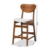 Baxton Studio Katya Mid-Century Modern Grey Fabric and Walnut Brown Finished Wood 2-Piece Counter Stool Set 183-11638-Zoro